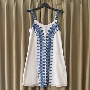 Tommy Bahama White Dress with Blue Geometric Design